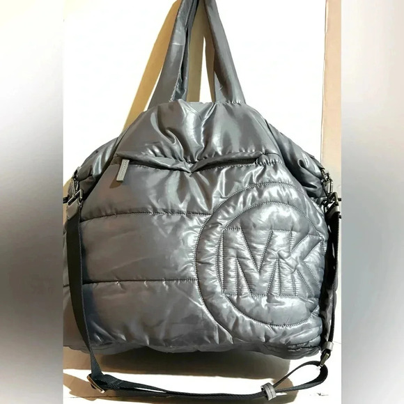 Michael kors Rae large heather gray nylon quilted  drawstring tote bag - Picture 1 of 14